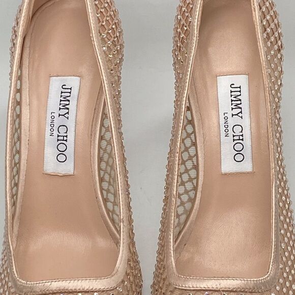 Jimmy Choo Isa 95MM Crystal-Embellished Mesh Pumps size 39 - Picture 4 of 13